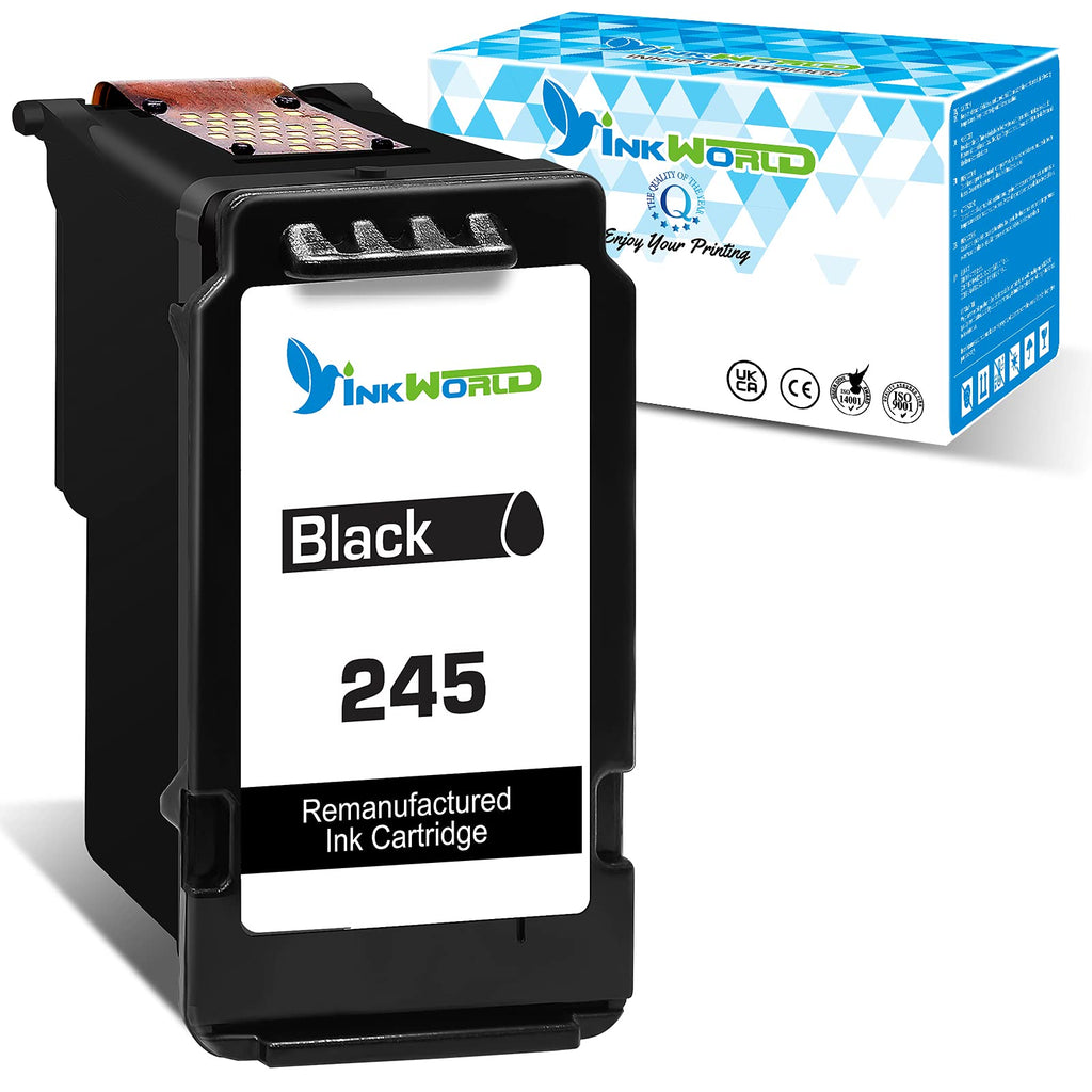 InkWorld Remanufactured Ink Cartridge Replacement for PG245 245 ( 1 Black ) for Canon Pixma TR4520 MG2522 MG2525 TR4522 TR4527 TS3320 TS3122 TS3322 MX490 MX492 TS202 MG2520 MG2922 MG3022 Printers