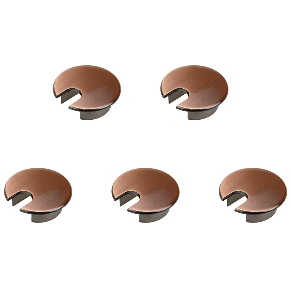 Computer Desk Grommet Mcredy Desk Wire Cord Cable Grommets Hole Cover Round Cable Hole Cover for Office Computer Table Zinc Alloy Red Copper 35mm/1.38" Set of 5