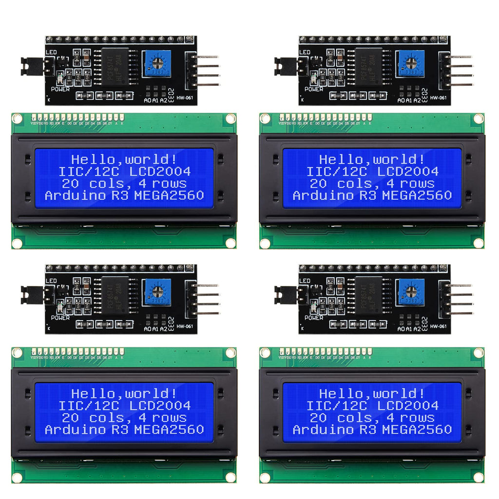Weewooday 8 Pieces IIC/ I2C/ TWI LCD Serial Interface Adapter and LCD Module Display Backlight Compatible with Arduino R3 MEGA2560 (Blue,LCD 2004 20 x 4) LCD 2004 20 x 4 Blue