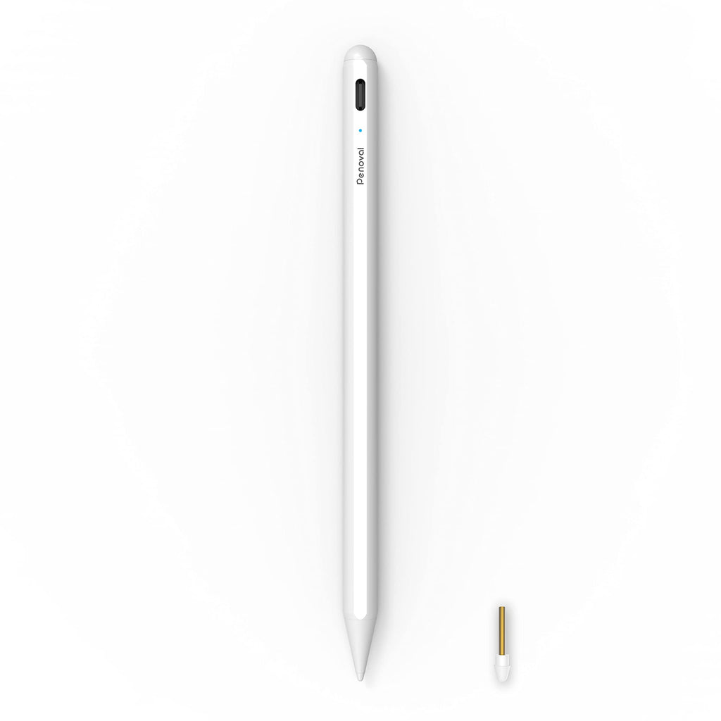 Penoval A4 Stylus Pen (9.5mm) for iPad (2018-2020) with No Lag, Magnetic, High Precision, Palm Rejection, Compatible with iPad 8, iPad Air 4, iPad Mini 5, iPad Pro 11/12.9 inch A4 white