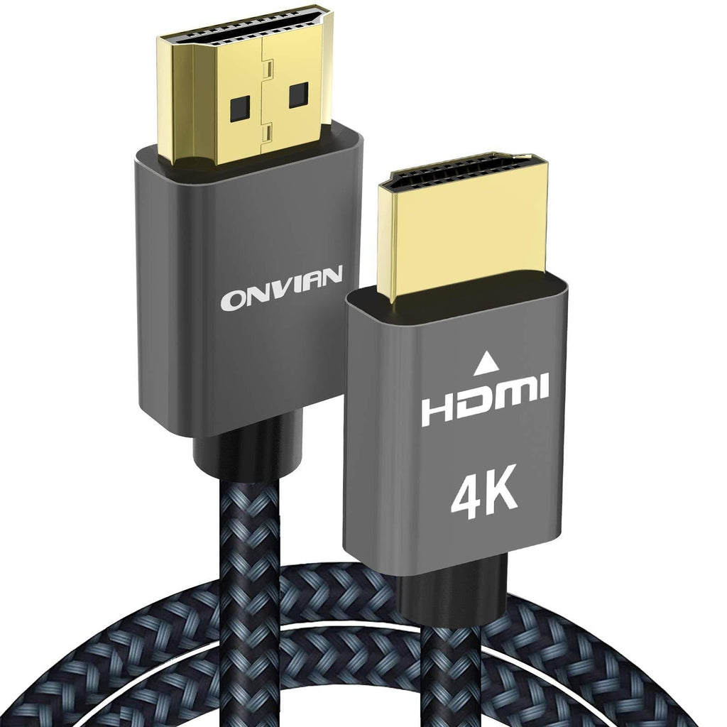 4K HDMI Cable 6.6 ft, Onvian High Speed 18Gbps HDMI 2.0 Cable, 4K HDR 3D 4K@60Hz 2160P 1080P HDCP 2.2 ARC Ethernet-Braided HDMI to HDMI Cord Compatible with Fire TV, UHD TV, Monitor Grey 6.6 feet