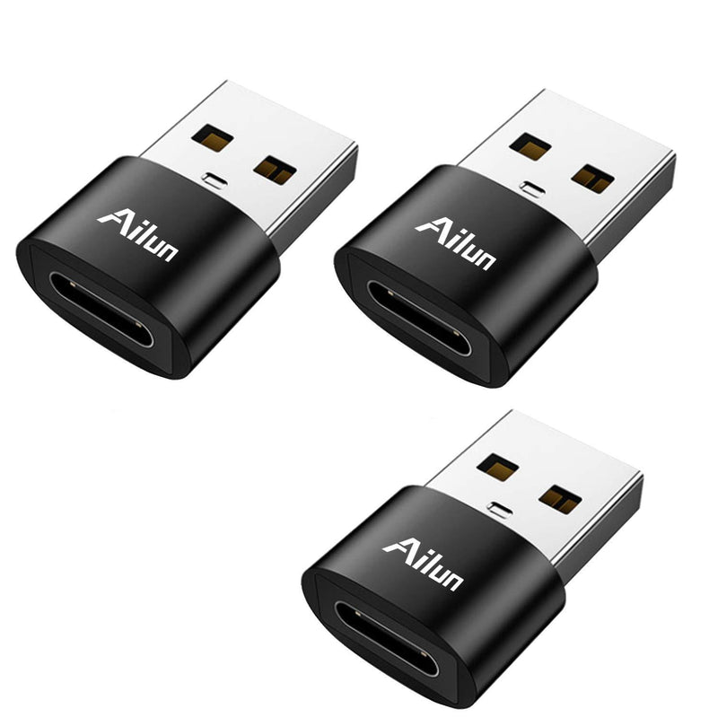 Ailun USB C Female to USB A Male Adapter 3 Pack Type C to A Charger Cable Adapter for iPhone 11 12 Mini Pro Max Galaxy Note 10 S20 Plus 20 S21 21 FE Ultra