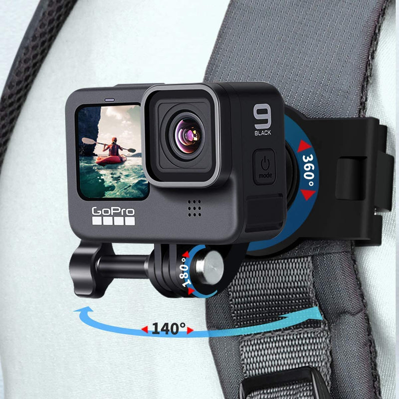 Backpack Shoulder Strap Mount with 360° rotatable Base,Adjustable Action Camera Strap Holder for Gopro Hero 9/8/7/6/5/4,Osmo Action, Insta 360 One R,Sony Action Cam