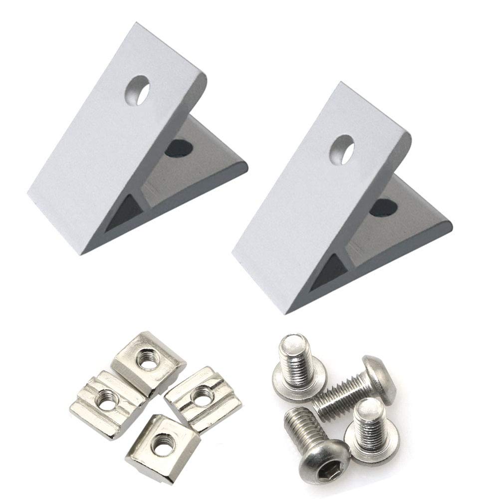 PZRT 2pcs 45 Degree Angle 3030 Aluminum Corner Brackets Profile Corner Joint Connectors Corner Braces with Mounting Screws and Nuts 3030 series