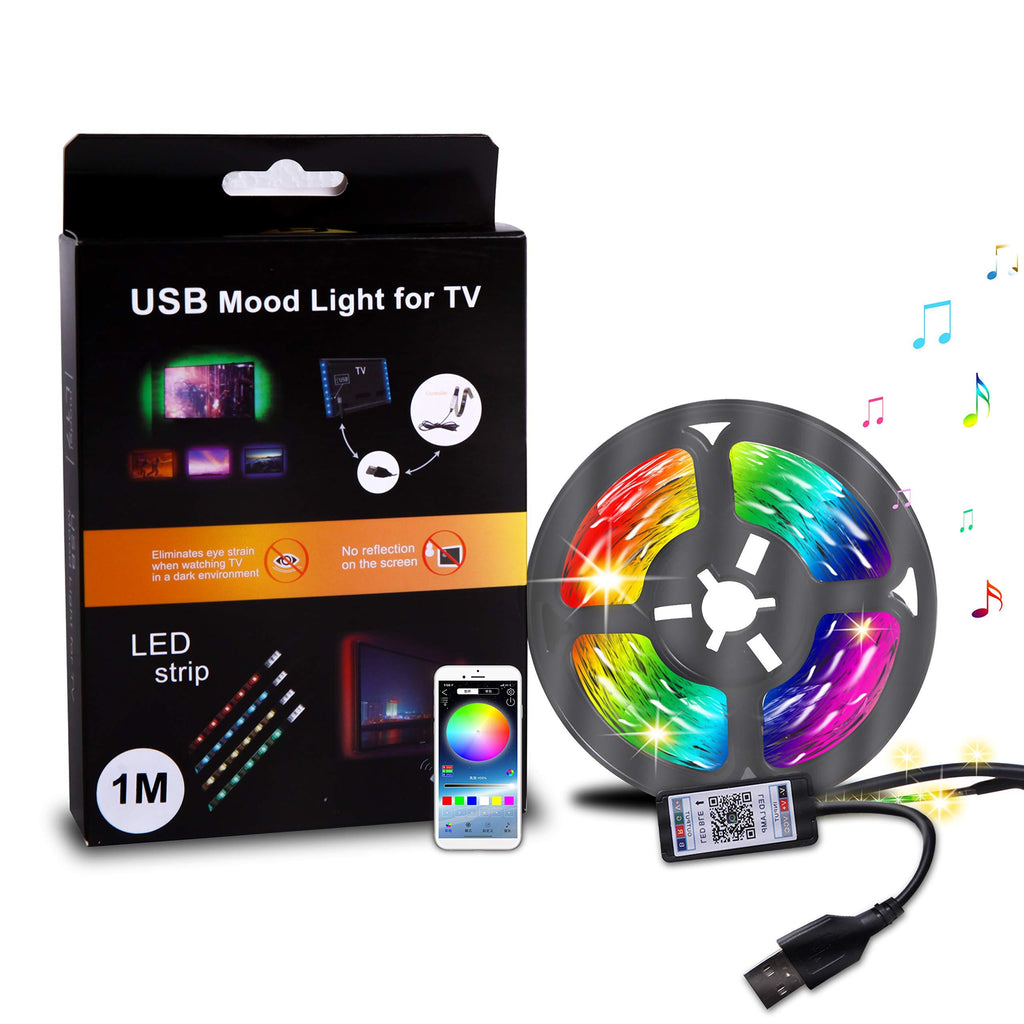 PJJKR Smart Led Strip Lights 3.28Ft RGB Color Changing Bluetooth Led Light Strip with App Control Music Sync for Bedroom Home Kitchen Party TV Bar 1M/3.28FT