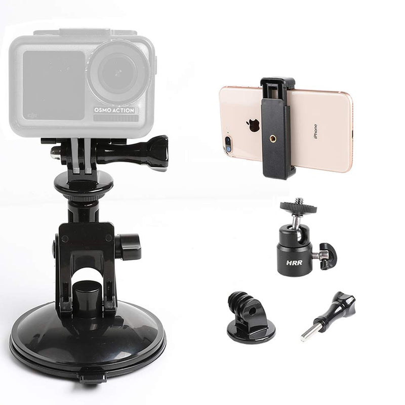 Ajustable Car Suction Cup Mount for Smartphone and Gopro Hero 9/8/7/6/5/4 Balck,Pellking Car Dashboard Suction Mount with Phone Holder Compatible for iPhone Samsung and Most Action Cameras