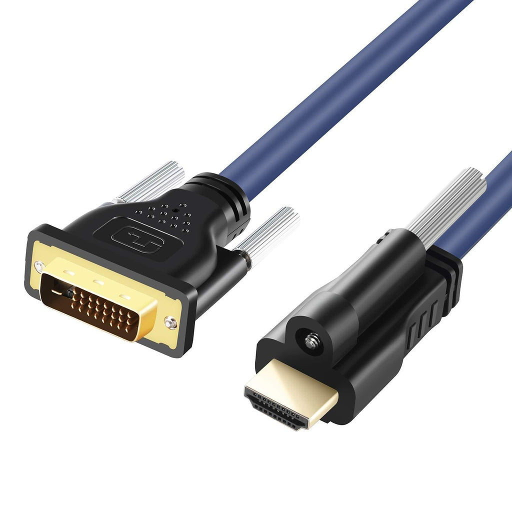 hdmi to dvi Cable,Bi-Directional,hdmi to dvi Adapter,StrongerTek 4k@60Hz hdmi to dvi with Screw Lock and Protect Cap,28AWG,OD8.5mm,Stronger Anti-EMI (1.5m/5ft) 1.5 Meters