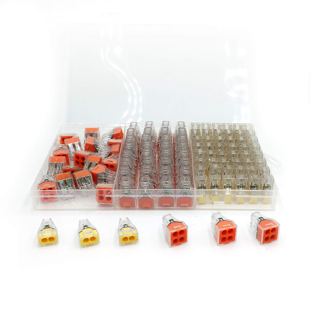 Push In Wire Connectors Quick Connect Electrical 2-Port 50 Pcs + 4-Port 50 Pcs Pushin Small Wire Nuts Twister Assortment Wiring Connecters lkelyonewy