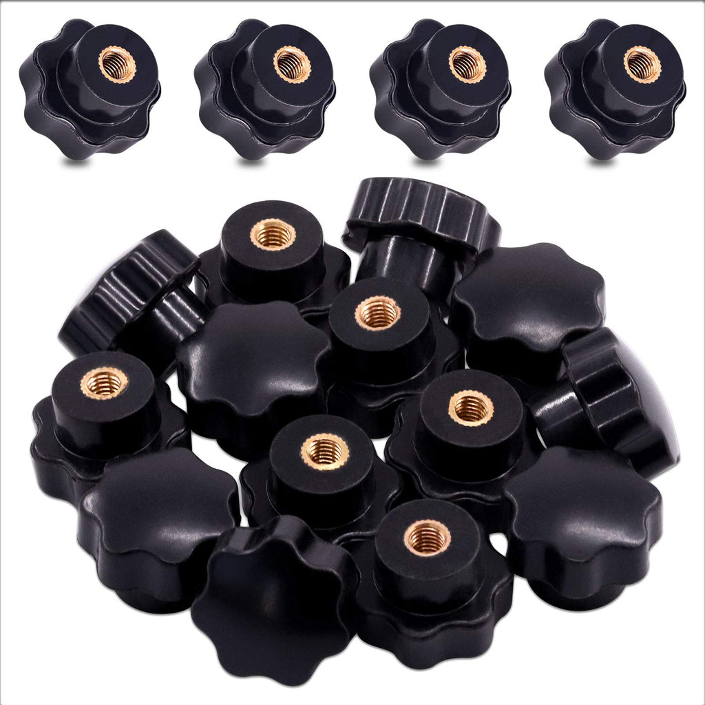 Hilitchi Black Plastic Star Knobs Assortment Kit Female Thread Knurled Clamping Handle Nuts Screw On Type w Brass Core M6
