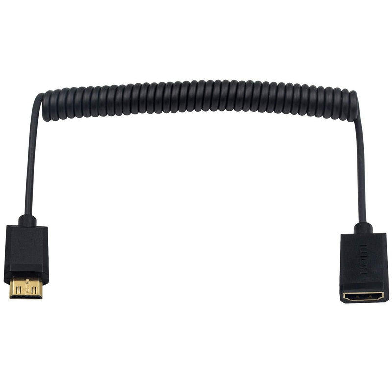 Duttek Mini HDMI to HDMI Cable, HDMI to Mini HDMI Coiled Cable, Mini HDMI Male to HDMI Female Adapter Cable Support 1080P Full HD, 3D, for Camera, Camcorder, Laptop, Projector, etc 1.8M/6 Feet Male to Female 1.8M