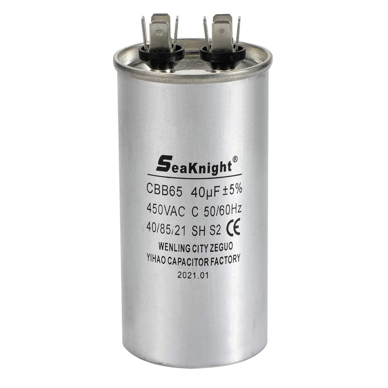 BlueNatHxRPR 40 uF MFD AC Capacitor Single Run Capacitor Withstand Voltage 450V AC