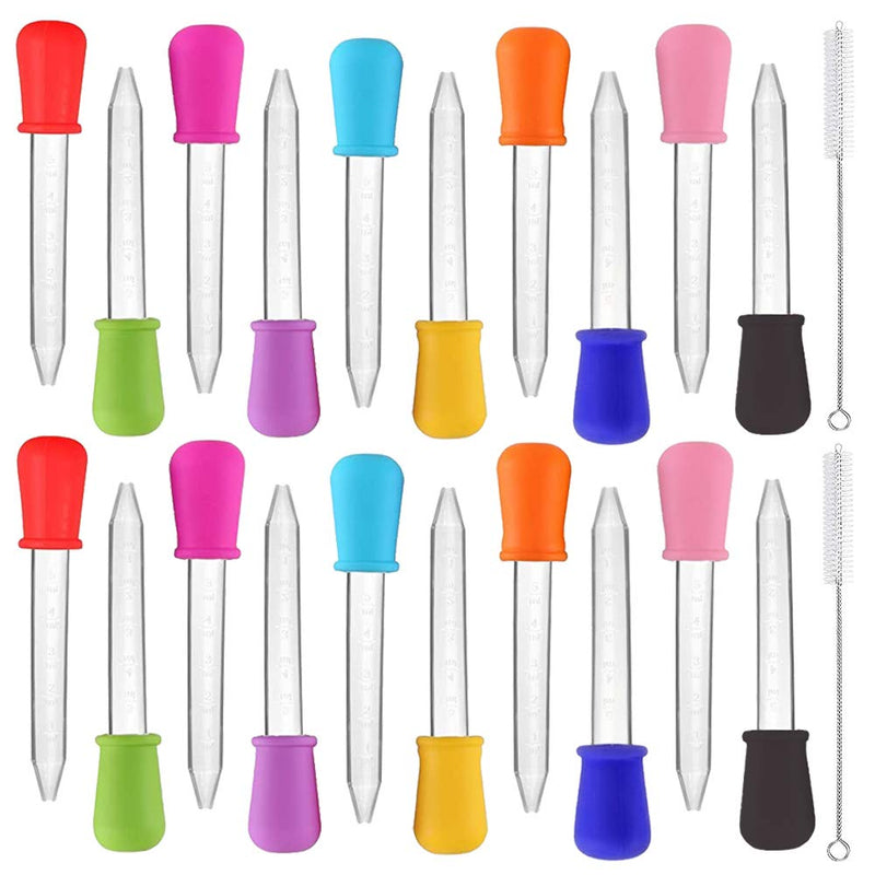 20 PCS 5 ML Liquid Droppers Silicone,Silicone Plastic Liquid Droppers,Liquid Droppers Pipettes with Bulb Tip for Children Kids Medicine Science Candy Gummy Molds Crafts(with 2 Cleaning Brushes)