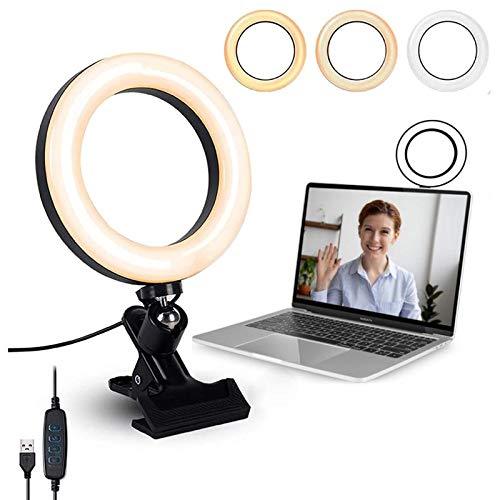 6.3 in Video Conference Lighting Kit Ring Zoom Lighting for Computer Monitor Clip on Laptop Light for Video Conferencing Remote Working Zoom Calls Self Broadcasting Live Streaming YouTube Video