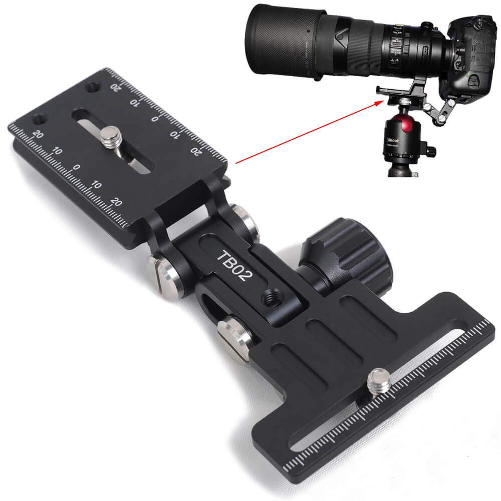 iShoot Metal Foldable Long Focus Lens Support Stand, Retractable Telephoto Zoom Lens Bracket Holder Bayonet Protector with Camera Quick Release Plate Compatible with Arca-Swiss Fit Tripod Head Clamp