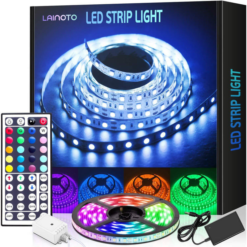 LED Strip Lights 16.4ft 5050 RGB Color Changing Lights Flexible Tape 150 LEDs Light Strips Kit with IR Remote Controller Power Kit for Home Bedroom Kitchen DIY Decoration