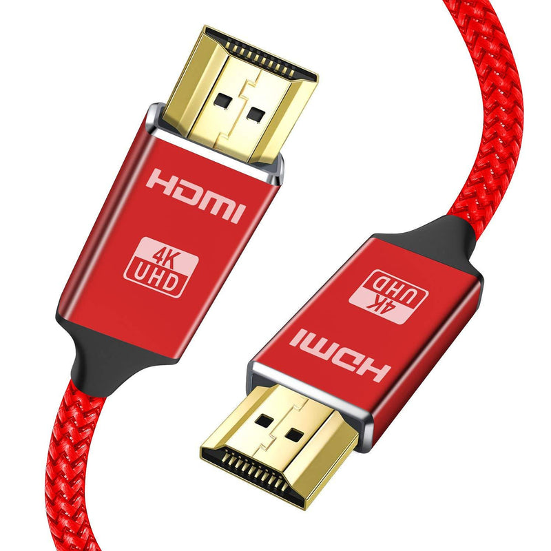 4K HDMI Cable, Capshi HDMI Cord (15 feet HDMI to HDMI, Top Series) Supports 4K@60HZ, 1080p FullHD, UHD, Ultra HD, 3D, High Speed with Ethernet, ARC, PS4, HDTV 15 feet Red