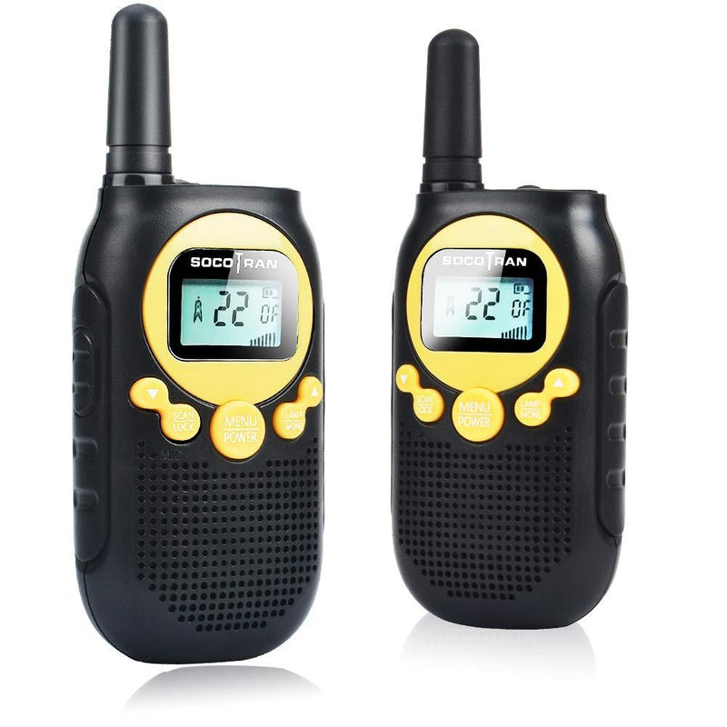 SOCOTRAN Adults Rechargeable Walkie Talkies,FRS 2Way Radio 5 Miles Long Range Walkie-talkies with Flashlight USB Charging Cable & Rechargeable Batteries,Yellow Color 2 Pack yellow