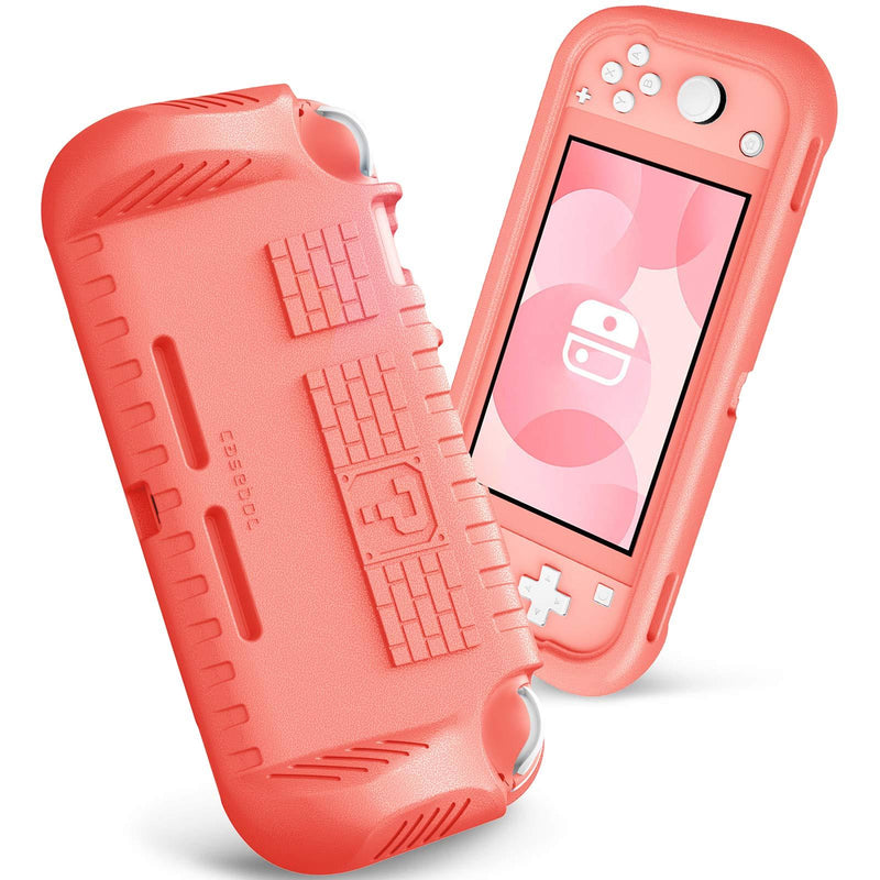 Fintie Kids Case for Nintendo Switch Lite 2019 w/2 Game Card Slots - [Ultralight] [Shockproof] Protective Cover with Ergonomic Grip, Kids Friendly Grip Case for Switch Lite Console, Living Coral