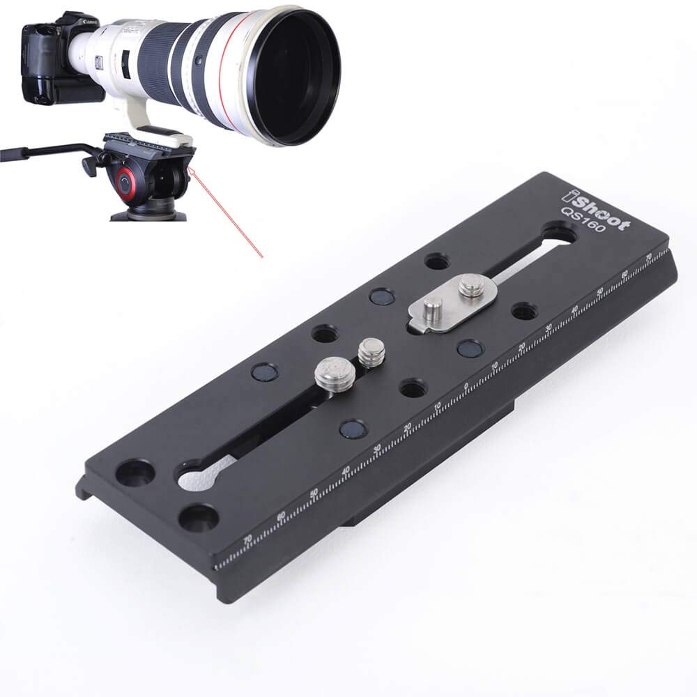 iShoot Camera Quick Release Plate Combo QR Mount Base QS-160-Combo Compatible with Manfrotto 500 Series 700 Series and Sachtler FSB 10T 8T 6T DV2 DV8 DV10SB DV12SB V14 V18 ACE XL Series Fluid Head