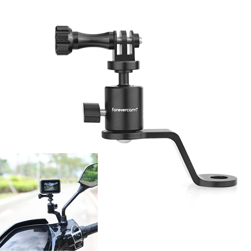 Forevercam Motorcycle Rearview Mirror Mount Bracket Holder with 360 Degree Rotation &10mm Hole , Perfect Compatible GoPro APEMAN TENKER Campark DJI Osmo Action and More, Expert for Camera Mount