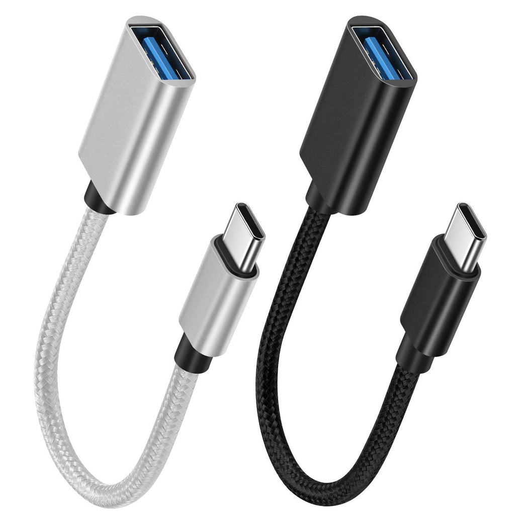 YAKAR USB C to USB 3.0 Adapter [2 Pack], OTG Cable Type C Male to USB A Female Adapter, Compatible: Mobile Phone/Notebook/Flash Drive/Keyboard/Mouse and Other Data Transmission Black
