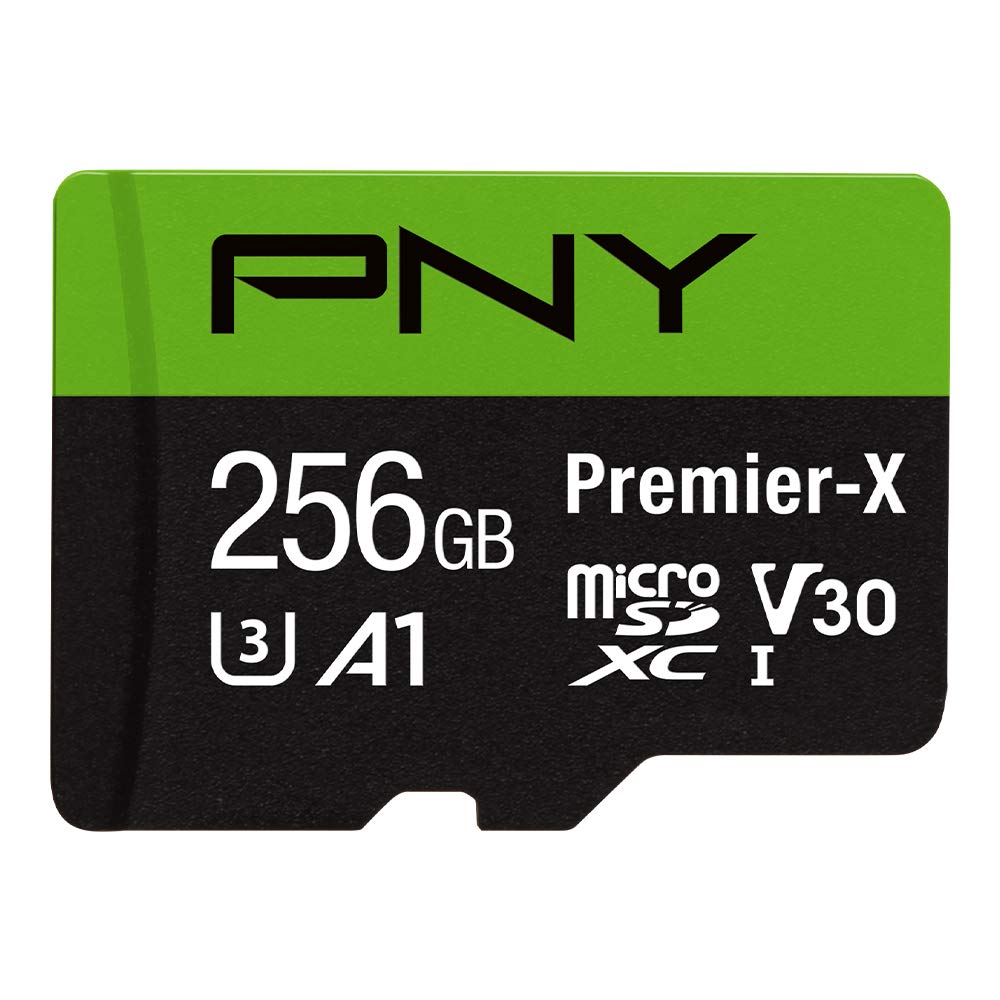 PNY 256GB Premier-X Class 10 U3 V30 microSDXC Flash Memory Card - 100MB/s, Class 10, U3, V30, A1, 4K UHD, Full HD, UHS-I, Micro SD
