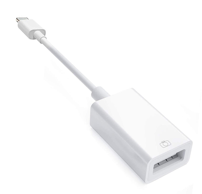 Lightning to USB Camera Adapter,USB 3.0 OTG Data Sync Cable Adapter Compatible with iPhone/iPad, USB Female Supports Connect Card Reader,U Disk,Keyboard,USB Flash Drive-Plug&Play[Apple MFi Certified] White