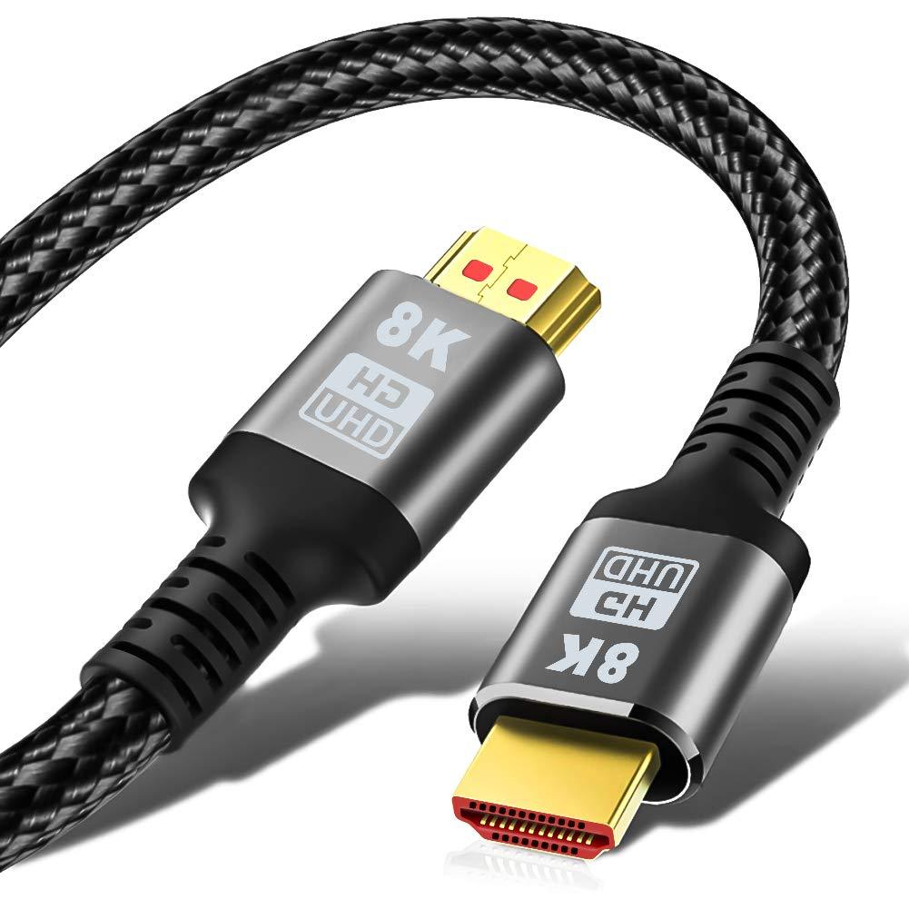 8K HDMI Cable - Rommisie10FT(HDMI 2.1,48Gbps) Ultra High Speed Gold Plated Connectors- 8K@60Hz (7680x4320) 4:4:4 HDR HDCP 2.2 eARC, HDMI Braided Lead Compatible with 3D TV, Projector Monitor (10ft) 10ft