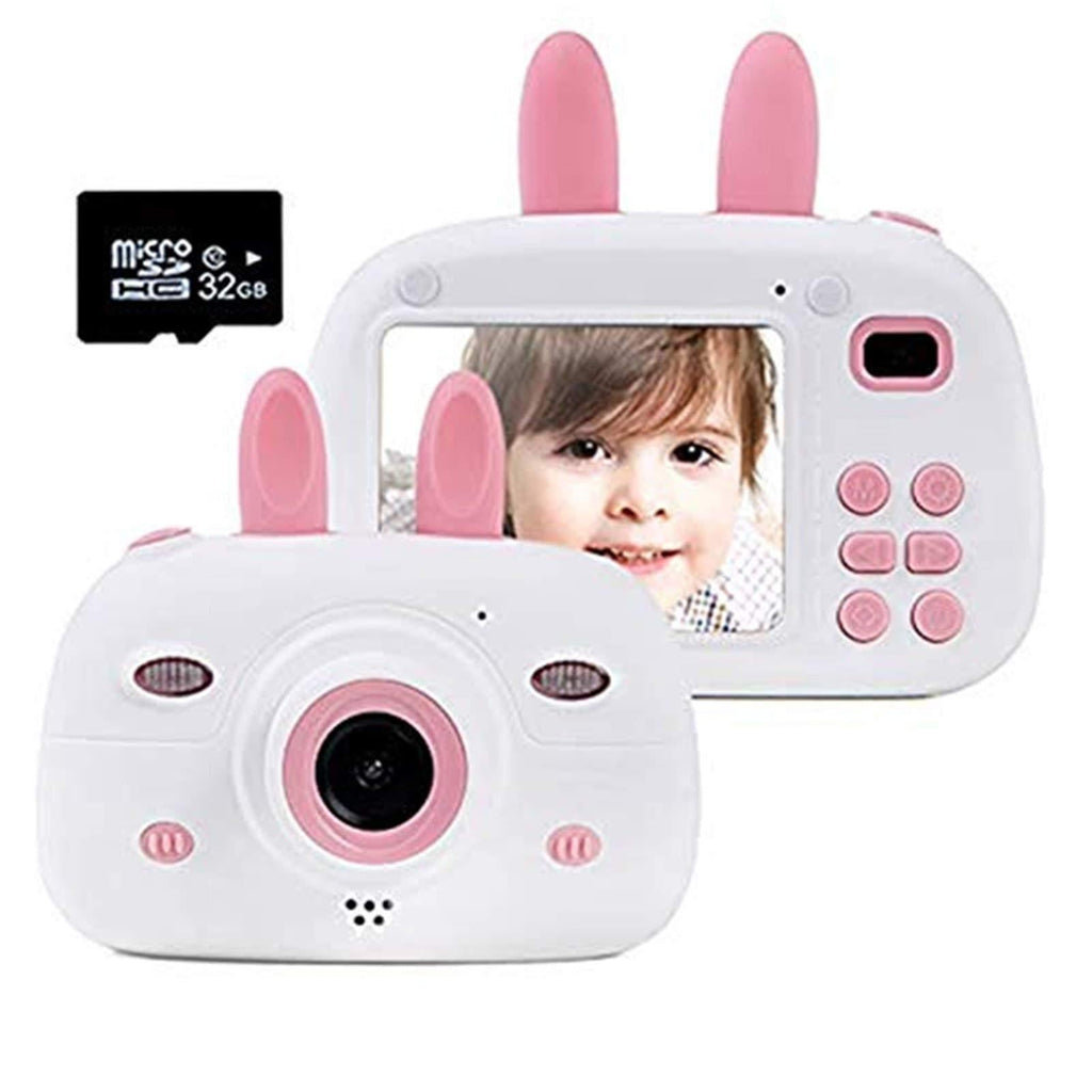 HUIJIAN Kids Camera, Digital Dual Camera Rechargeable Shockproof Camcorder Camera with 2.4 Inch Touch Screen, 32GB TF Card Included, Ideal Gift for 3-10 Years Old Girls Boys Outdoor Play (Pink) Pink