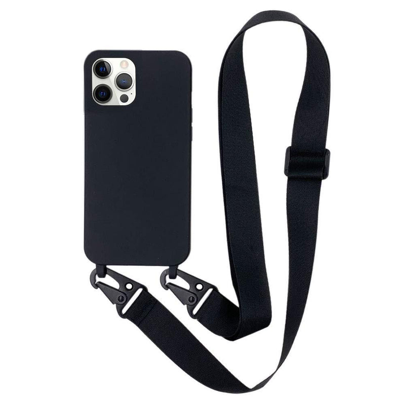 Compatible with iPhone 12 Pro Max Case, Equipped with a Crossbody Belt & Adjustable Neck Lanyard Protective Cover, Suitable for iPhone 12 Pro Max 6.7 Inch(2020 Version)-Black. Black