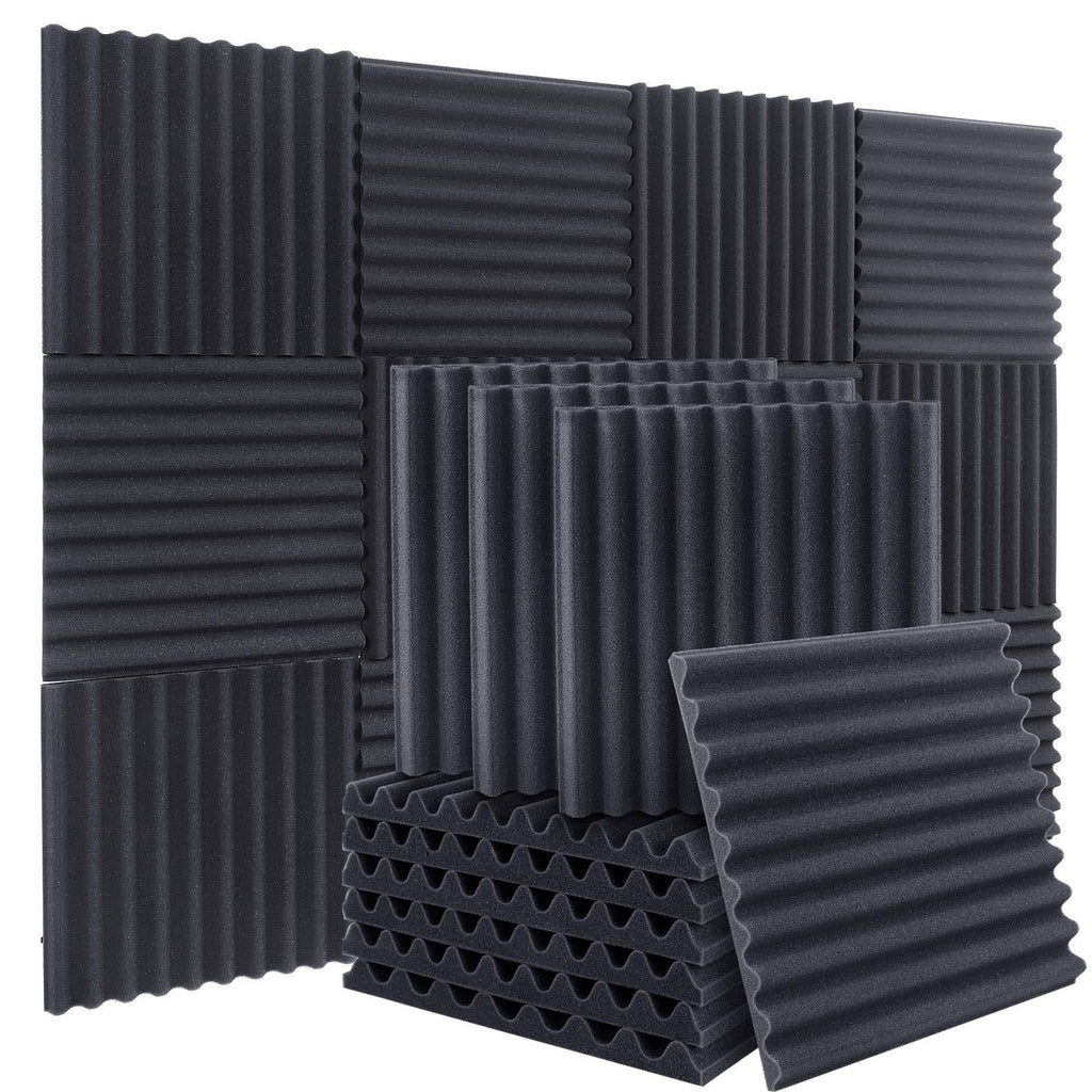 ZHERMAO 12 Pack Acoustic Foam Upgraded Arc Shaped Sound Proof Foam Panels Studio Foam Wedges, 1" X 12" X 12" Soundproof Foam High Density Fireproof Sound Proofing Padding for Wall, Door and Ceiling