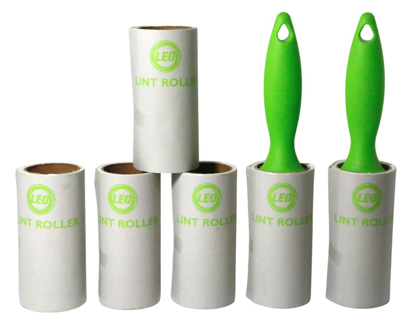 [AUSTRALIA] - Leo Extra Sticky Peel Tape Pet Hair Lint Roller, Professional Lint Remover for Clothes, Furniture, Laundry, Pick-Up Roller with Spiral Sheets, 6 Pack, 60 Sheets/Roller 360 Sheets Total 6 Mini Rollers 