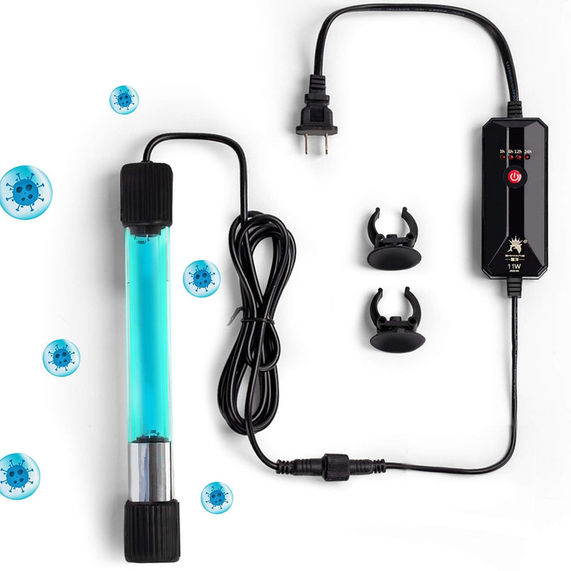 [AUSTRALIA] - Aquarium Clean Light，9W & 11W UV Sanitizer Aquarium Algae Bloom Clean Light with Timer,Submersible Waterproof Lamp for Fish Tank Pond，Water Clean Green Clear Waterproof Clean Lamp for Sump Swim Pool 11.0 Watts 