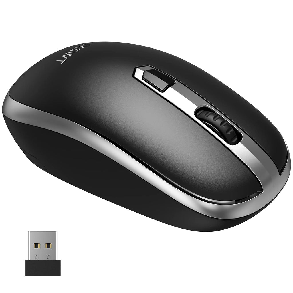 2.4G Wireless Mouse, JKSWT Portable Wireless Mouse, with 4 Buttons, 3 DPI Adjustable 800/1200/1600, Optical USB, for PC / Laptop / Mac / Windows black