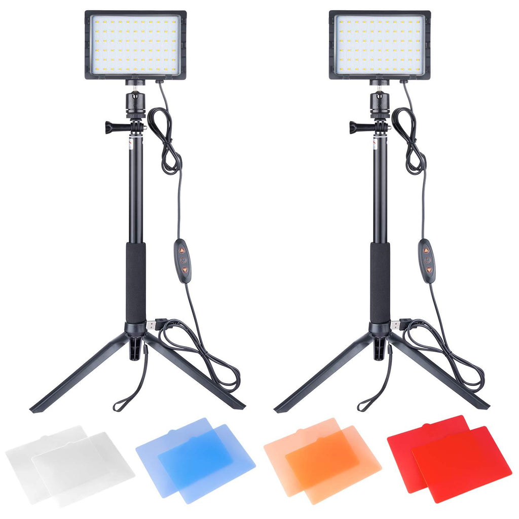 LED 5600K USB Photography Lighting Pack with Adjustable Tripod Stand and 4 Color Filters/10 Brightness Levels for Tabletop Shooting/YouTube Video Recording/Video Conference Lighting/Studio Photography