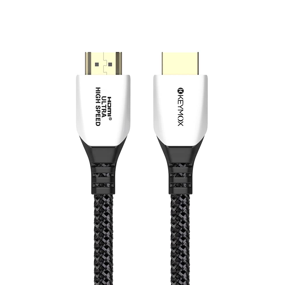 8K HDMI Cable Keymox 3ft Nylon Braided with LED Indication, 48Gbps Ultra HD High Speed, Support 4K@120Hz & 8K@60Hz, Compatible with PS5, Xbox Series X, Apple TV,Nintendo Switch 3FT/Braided