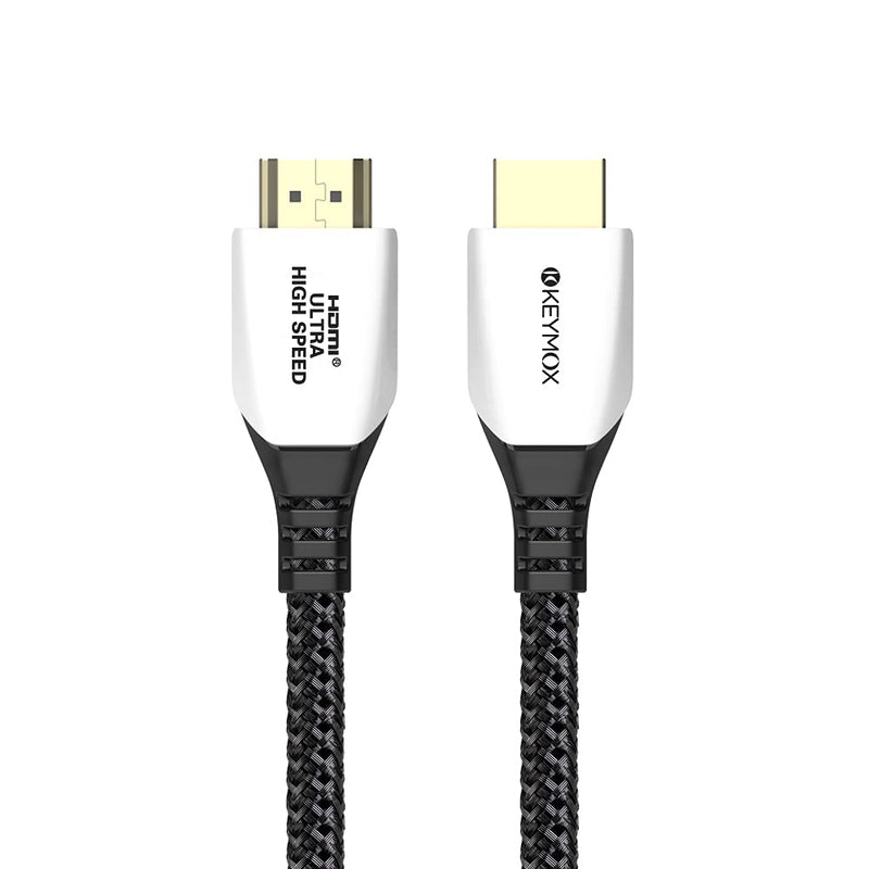 8K HDMI Cable Keymox 10ft Nylon Braided with LED Indication, 48Gbps Ultra HD High Speed, Support 4K@120Hz & 8K@60Hz, Compatible with PS5, Xbox Series X, Apple TV,Nintendo Switch 10FT/Braided