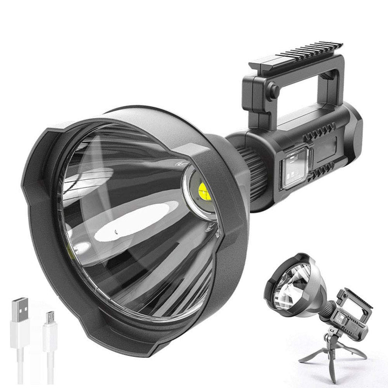 Hunting Friends Super Bright Rechargeable Spotlight, Handheld Tactical Flashlight 4 Modes High Power Portable Waterproof LED Searchlight USB Output P50 Camping Torch for Outdoor (P50-Medium Size) P50-Medium Size