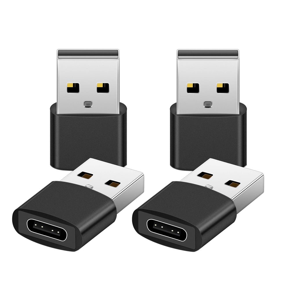USB to USB C Adapter,Type C Female to USB Male(4 Pack) Support Data Synchronization& Adapter for,iPad, Samsung Galaxy,iPhone 11 12 Pro,Laptop, PC, Power Bank and More Type C Devices(Black) 4 Count 4-black
