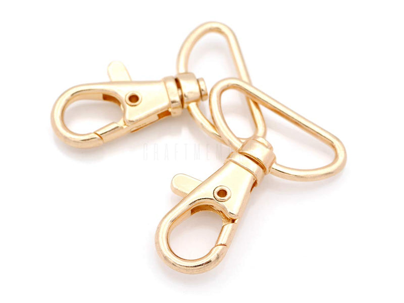 20 pcs Swivel Lobster Clasps 1/2" 5/8" 3/4" 1" Classic Trigger Snap Hooks Purse Landyard Clip (1 Inch, Light Gold) 1 Inch