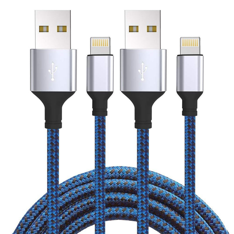[Apple MFi Certified] iPhone Charger, 2 Pack 6 FeeT Extra Long Nylon Braided USB A to Lightning Cable Fast Charging & Syncing Cord Compatible with iPhone 12/Max/11Pro/11/XS/Max/XR/X/8/8P/7 - Blue