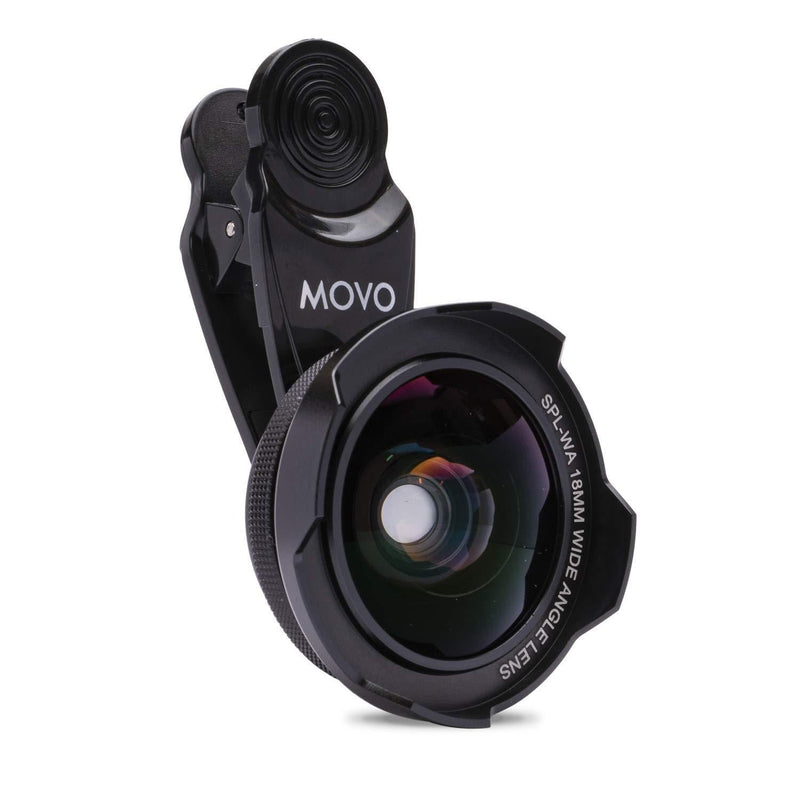 Movo SPL-WA 18mm Wide Angle Lens with Universal Clip Mount - Wide Angle Lens for iPhone, Android Smartphone, and Tablets - Cell Phone Camera Lens Kit with iPhone Wide Angle Lens for Panoramic Photos