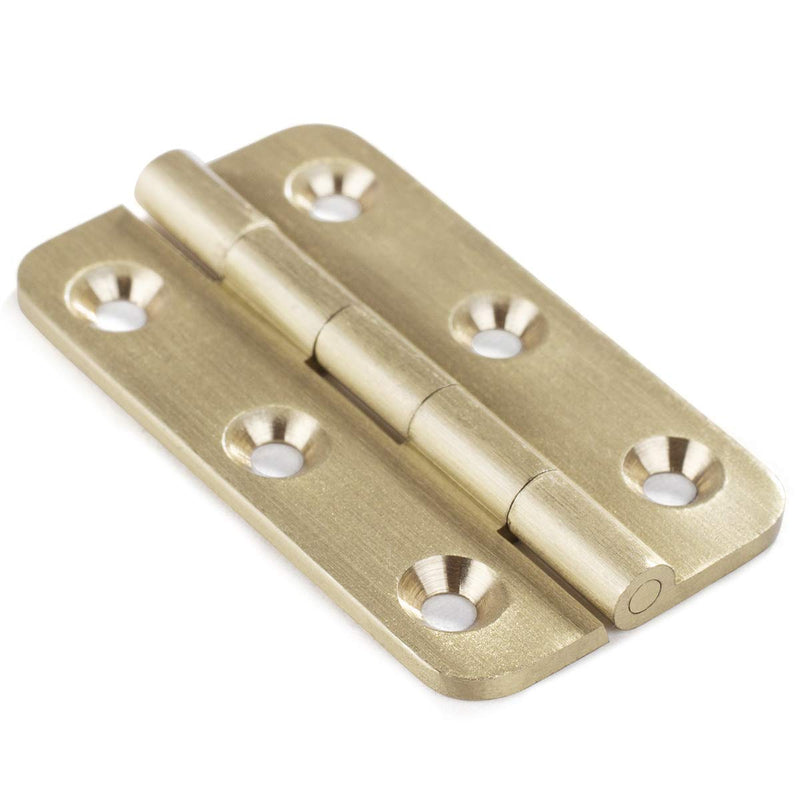 [AUSTRALIA] - Keenkee 4 PCS Brushed Solid Brass Butt Hinges 2 Inch for Cabinet Doors, Trunks, Wood, Chest Lid, Crafts, Jewelry Box and Small Wooden Boxes, Furnitures, Round Corner Mortise Brass Hinge with Screws 