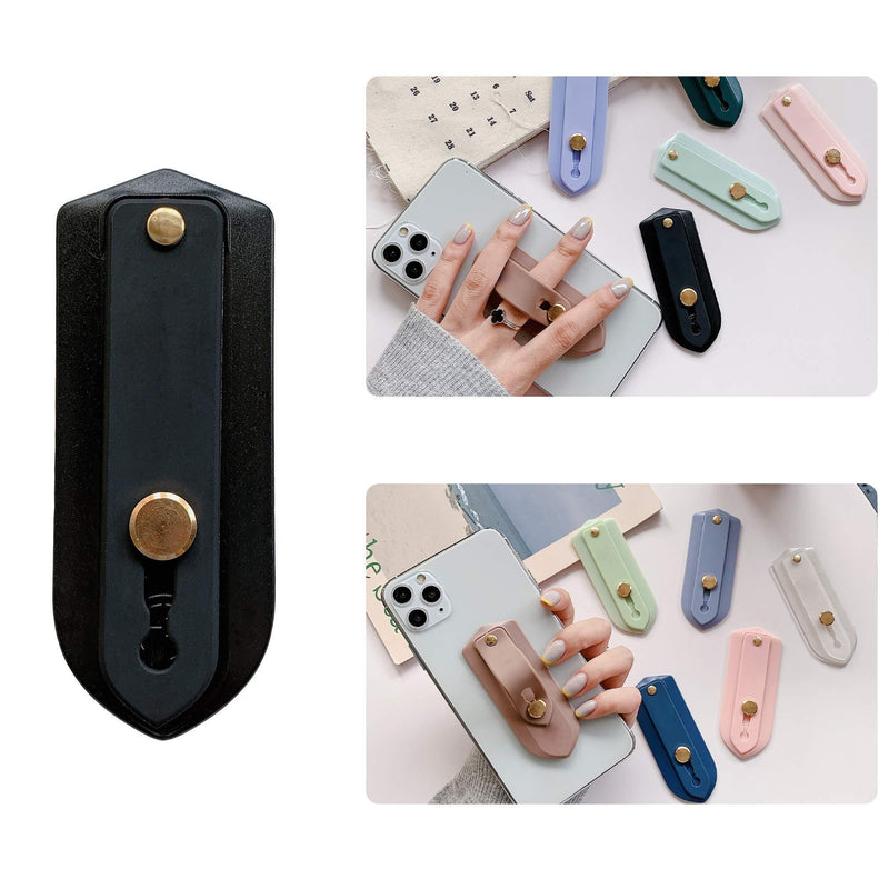 ZOQIZA Phone Grip Holder Portable Finger Strap Bracket Phone Loop Finger Kickstand for Universal Phone Charms (Black_A) Black