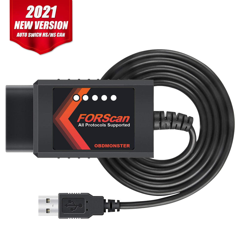 [FORScan Pro] FORScan ELM327 OBD2 Adapter Compatible with F150 F250 and More, Transform MS/HS CAN Automatically, OBDII Diagnostic Scanner via USB for Windows only
