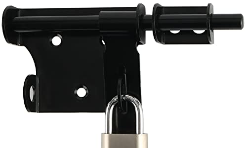 Alise Slide Bolt Latch Gate Latches Safety Door Lock,Padlock Can be Installed with It,MS350U-B Stainless Steel Black Finish 6 Inch