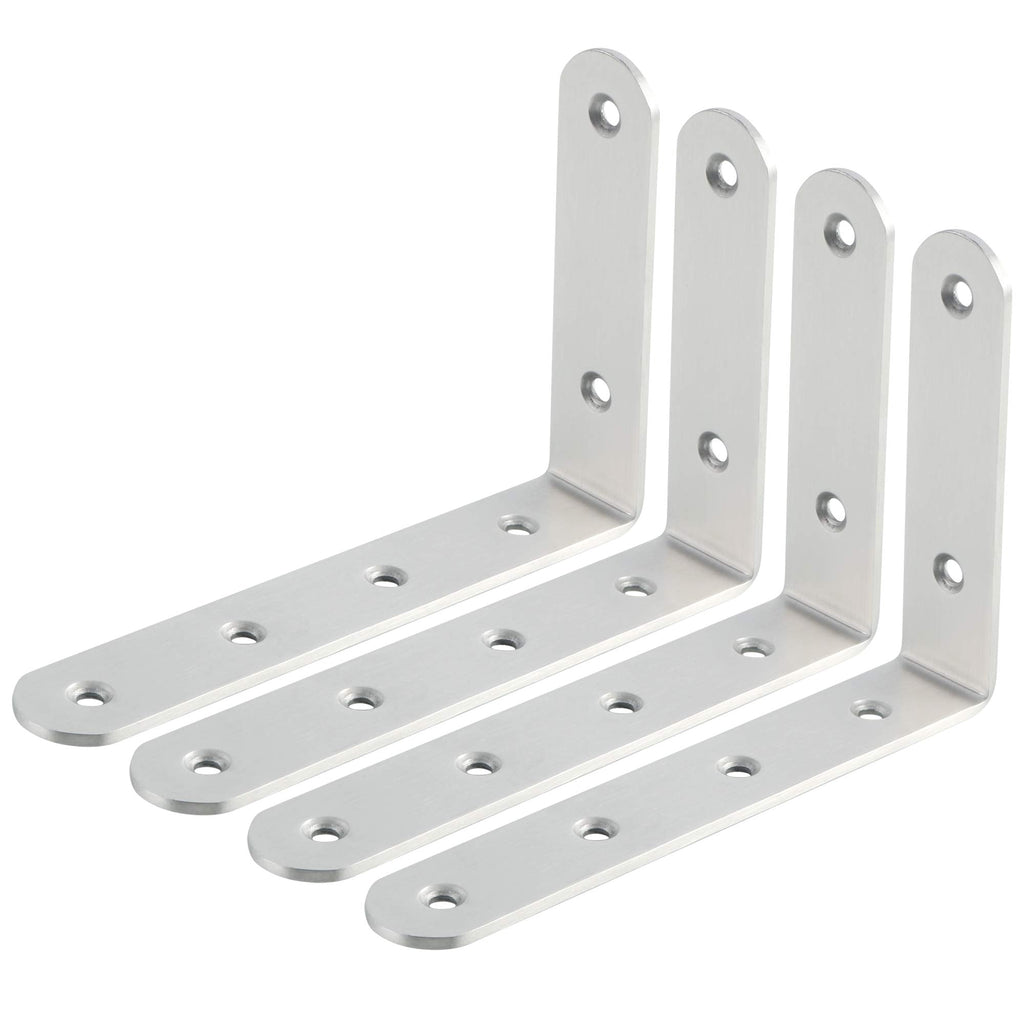 Alise Floating Shelf Bracket Widened and Thickened Stainless Steel Brackets Heavy Duty Corner Brace Support Wall Hanging 6x4Inch,4Pcs Brushed Nickel 6x4 Inch