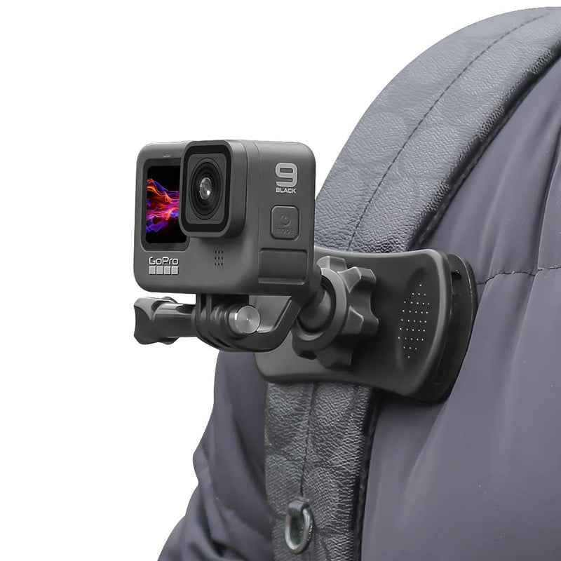 Backpack Strap Mount Quick Clip Mount,360 Degree Rotation Backpack Clamp Mount Compatible with Gopro Hero 9/8/7/6/5/4 Black, Session, Fusion, Xiaomi Yi,DJI Osmo Action and Most Action Cameras Black-For GoPro