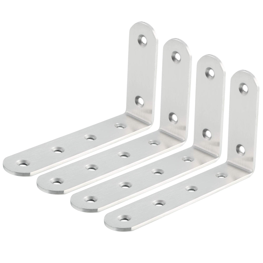 Alise Floating Shelf Bracket Widened and Thickened Stainless Steel Brackets Heavy Duty Corner Brace Support Wall Hanging 5x3Inch,4Pcs Brushed Nickel 5x3 Inch