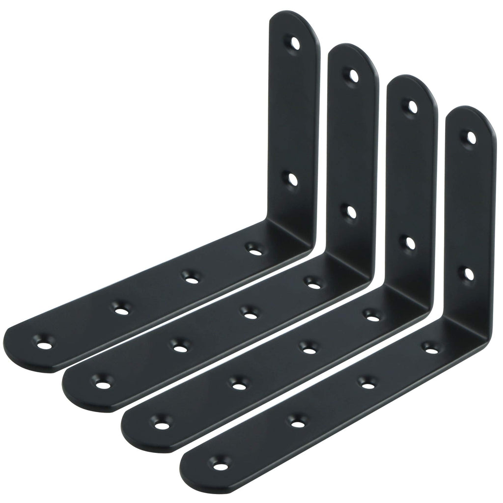 Alise Floating Shelf Bracket Widened and Thickened Stainless Steel Brackets Heavy Duty Corner Brace Support Wall Hanging 6x4Inch,4Pcs Black Finish 6x4 Inch